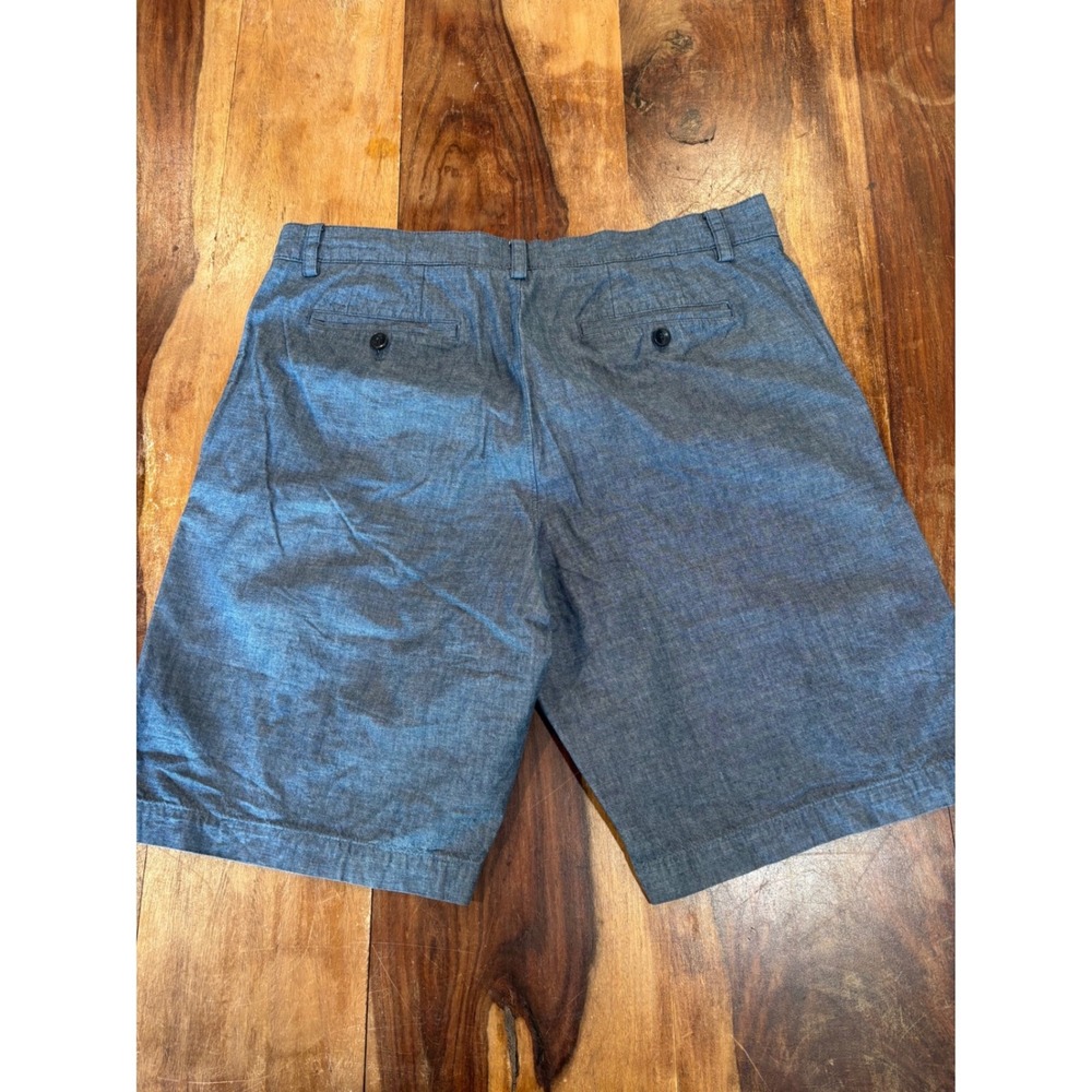Banana republic mens blue chambray flat front shorts size 34 s/409825-01 summer